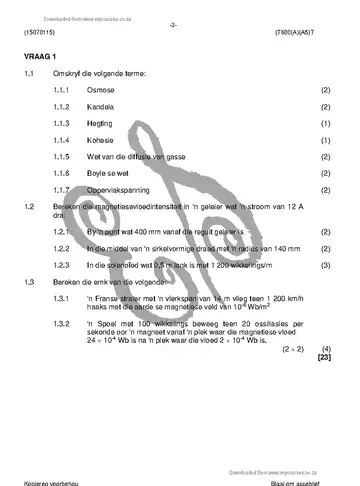 Engineering Physics N5 April 2018 question paper, first page of questions
