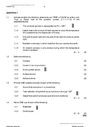 Engineering Physics N5 April 2021 question paper, first page of questions