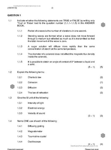 Engineering Physics N5 November 2022 question paper, first page of questions