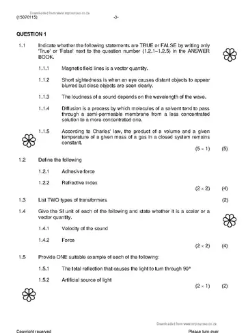 Engineering Physics N5 November 2023 question paper, first page of questions