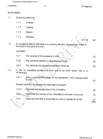 Engineering Science N1 April 2015 question paper, first page of questions