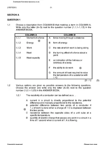 Engineering Science N1 November 2019 question paper, first page of questions