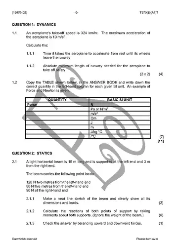 Engineering Science N2 April 2016 question paper, first page of questions