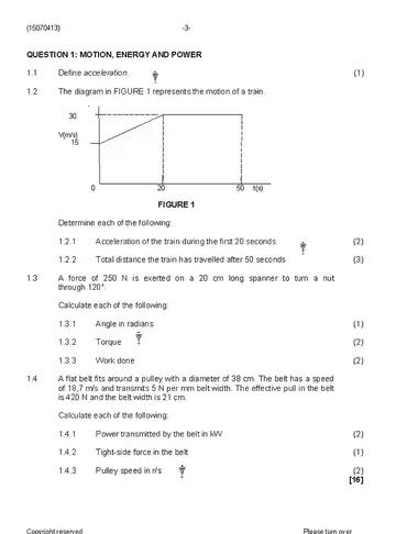 Engineering Science N3 April 2020 question paper, first page of questions