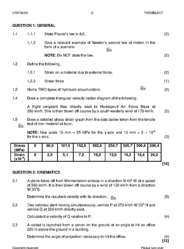 Engineering Science N4 April 2019 question paper, first page of questions