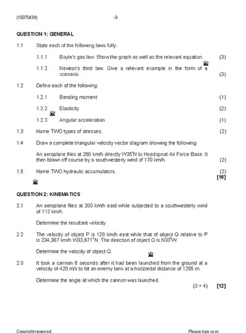 Engineering Science N4 August 2019 question paper, first page of questions