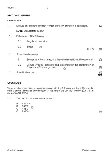 Engineering Science N4 April 2020 question paper, first page of questions
