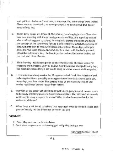 English HL FAL Grade 10 June 2017 Paper 1 question paper, first page of questions