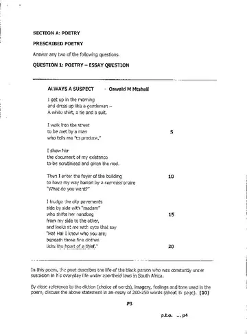 English HL FAL Grade 10 June 2017 Paper 2 question paper, first page of questions
