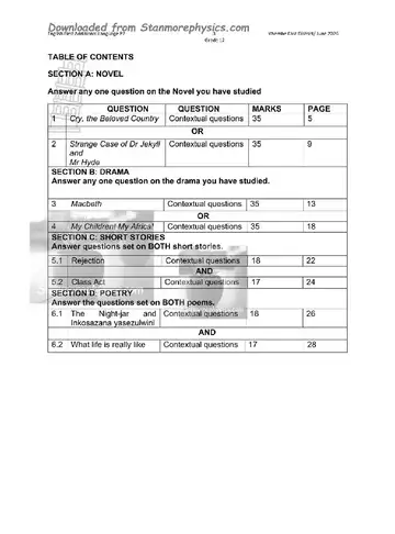 English HL FAL Grade 12 June 2026 Paper 2: First Additional Language (Limpopo) question paper, first page of questions