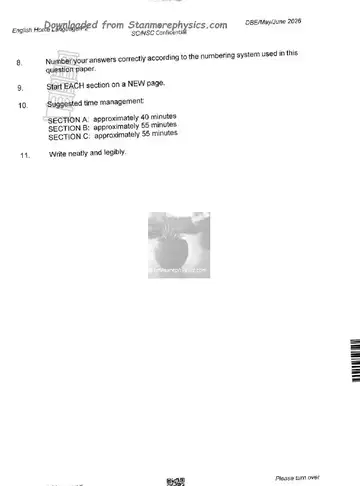 English HL FAL Grade 12 May/June 2026 Paper 2: Home Language (National DBE) question paper, first page of questions