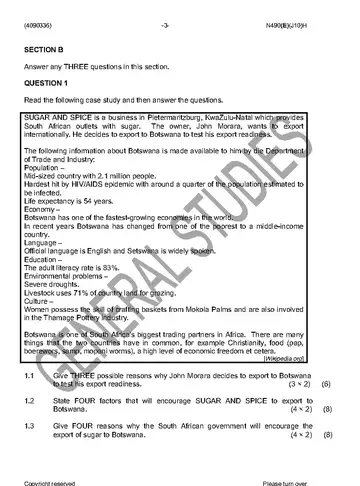 Entrepreneurship and Business Management N6 June 2016 Paper 2 question paper, first page of questions