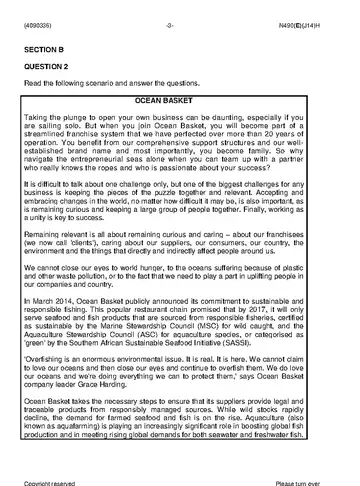 Entrepreneurship and Business Management N6 June 2018 Paper 2 question paper, first page of questions
