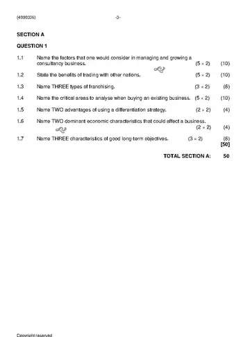 Entrepreneurship and Business Management N6 November 2020 Paper 1 question paper, first page of questions