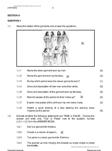 Fashion Drawing N5 November 2019 Paper 1 question paper, first page of questions