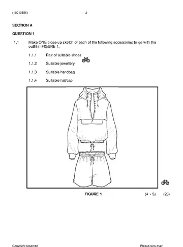 Fashion Drawing N6 June 2021 Paper 1 question paper, first page of questions