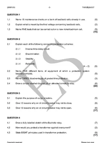 Fault Finding and Protective Devices N6 April 2018 question paper, first page of questions