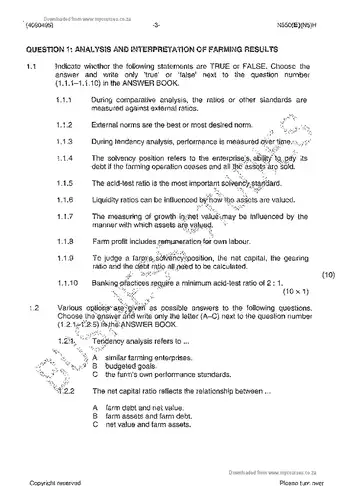 Financial Management N5 November 2013 question paper, first page of questions