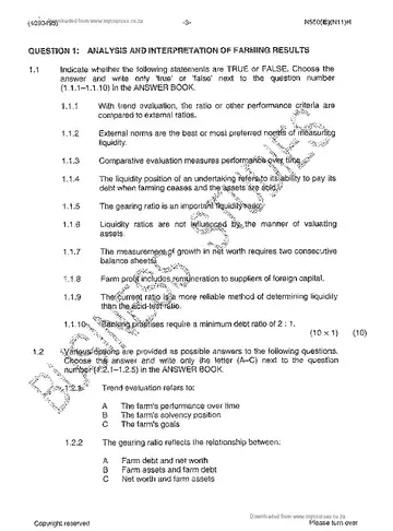 Financial Management N5 November 2014 question paper, first page of questions