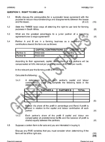 Financial Management N6 June 2016 question paper, first page of questions