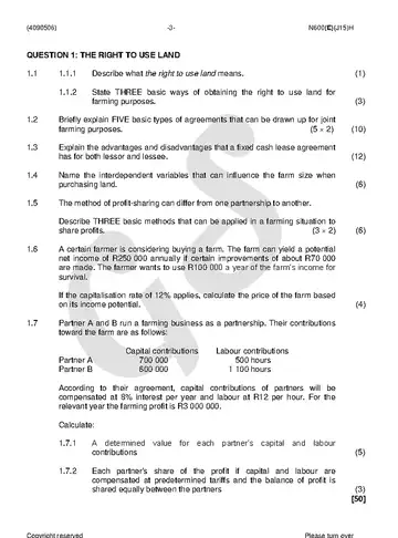 Financial Management N6 June 2018 question paper, first page of questions