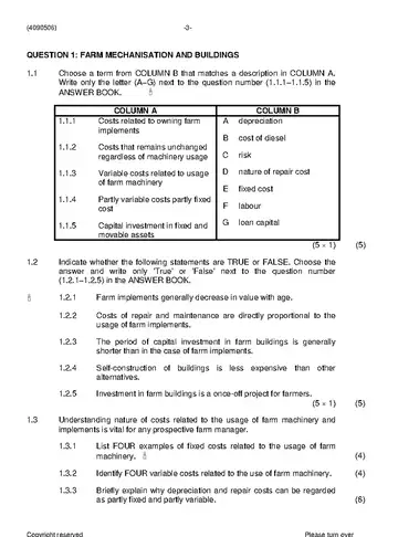 Financial Management N6 June 2019 question paper, first page of questions