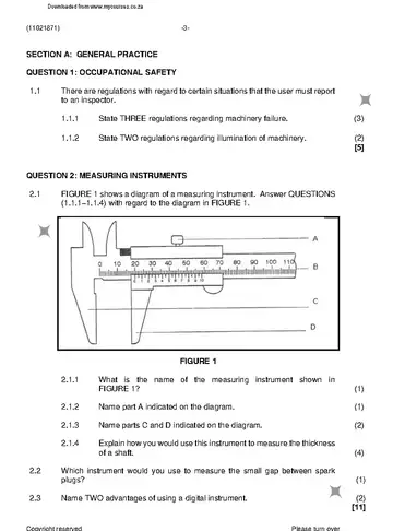 Fitting and Machining N1 November 2022 question paper, first page of questions