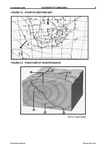 Geography Grade 10 November 2020 Paper 1 question paper, first page of questions