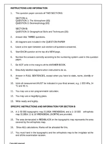 Geography Grade 11 June 2025 question paper, first page of questions