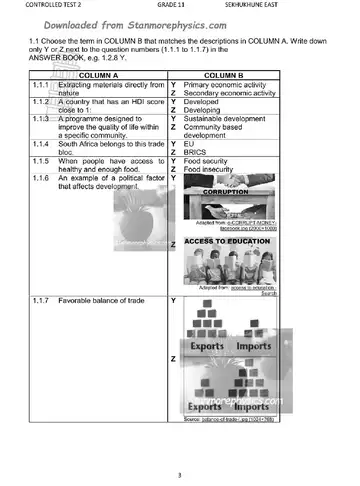Geography Grade 11 September 2025 (Limpopo) question paper, first page of questions