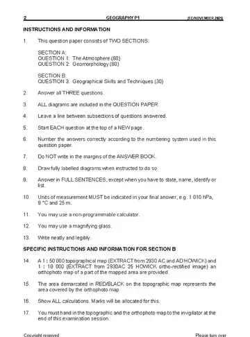 Geography Grade 11 November 2025 Paper 1 (Eastern Cape) question paper, first page of questions