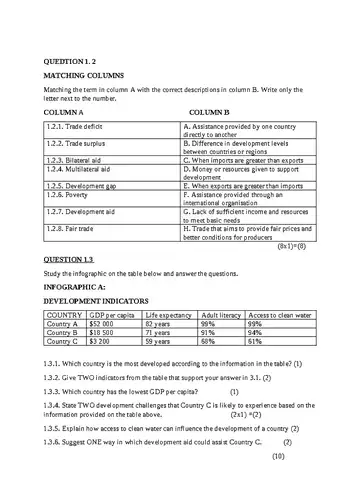 Geography Grade 11 August 2026 question paper, first page of questions