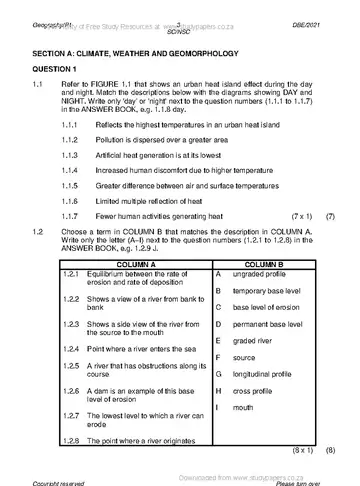 Geography Grade 12 May/June 2021 Paper 1 question paper, first page of questions