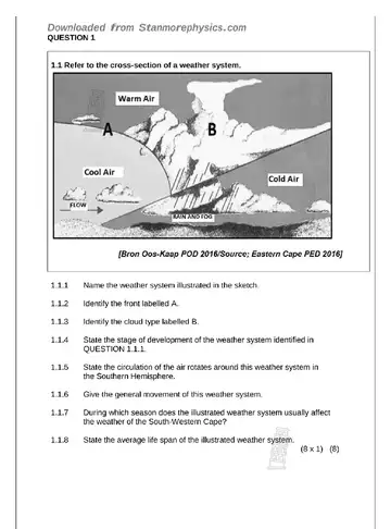 Geography Grade 12 March Test 2023 (North West) question paper, first page of questions