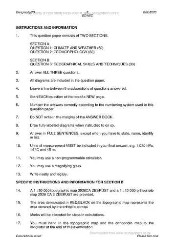 Geography Grade 12 May/June 2023 Paper 1 question paper, first page of questions