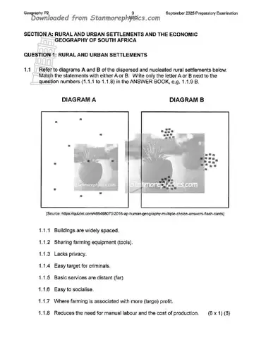 Geography Grade 12 September Trial 2025 Paper 2 (KwaZulu-Natal) question paper, first page of questions