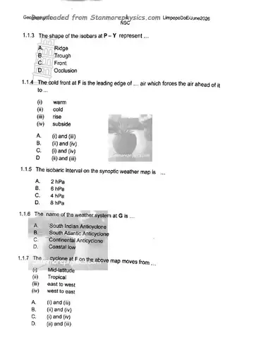 Geography Grade 12 June 2026 Paper 1 (Limpopo) question paper, first page of questions