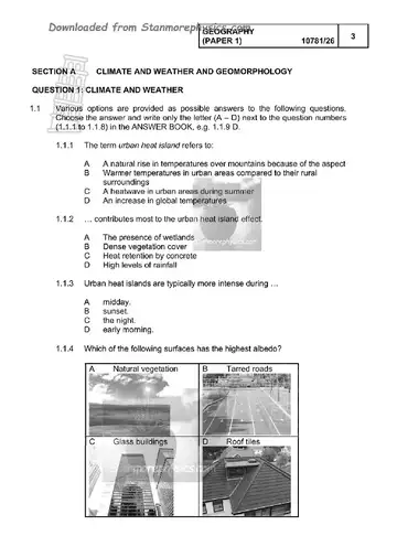 Geography Grade 12 September Trial 2026 Paper 1 (Gauteng) question paper, first page of questions
