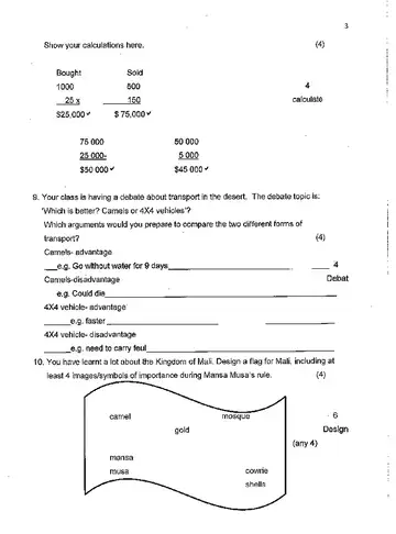 History Grade 7 June 2018 question paper, first page of questions