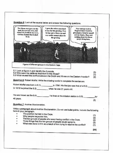 History Grade 7 November 2019 question paper, first page of questions