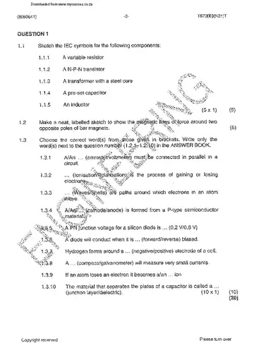 Industrial Electronics N1 November 2014: Electronics question paper, first page of questions