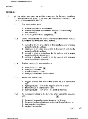 Industrial Electronics N1 August 2021: Electronics question paper, first page of questions