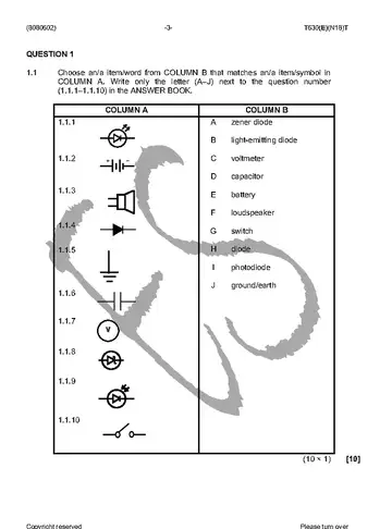 Industrial Electronics N2 November 2016: Electronics question paper, first page of questions