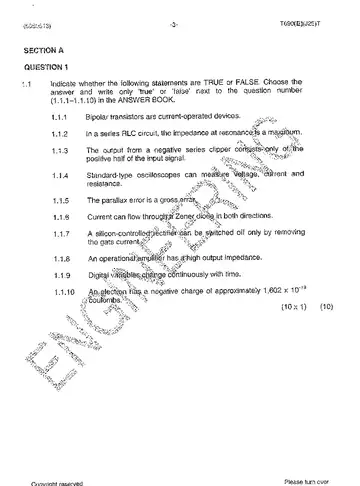 Industrial Electronics N3 July 2014: Electronics question paper, first page of questions