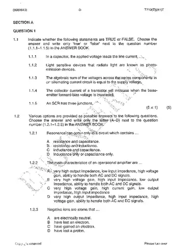 Industrial Electronics N3 April 2015: Electronics question paper, first page of questions