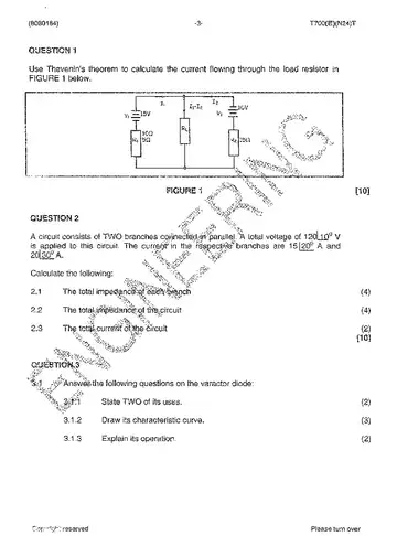 Industrial Electronics N4 November 2014: Electronics question paper, first page of questions