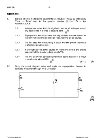 Industrial Electronics N4 August 2021: Electronics question paper, first page of questions