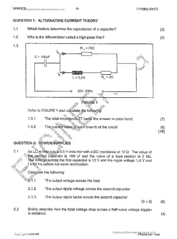 Industrial Electronics N5 July 2014: Electronics question paper, first page of questions