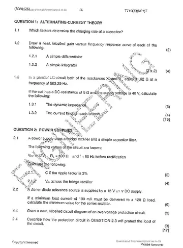Industrial Electronics N5 November 2014: Electronics question paper, first page of questions