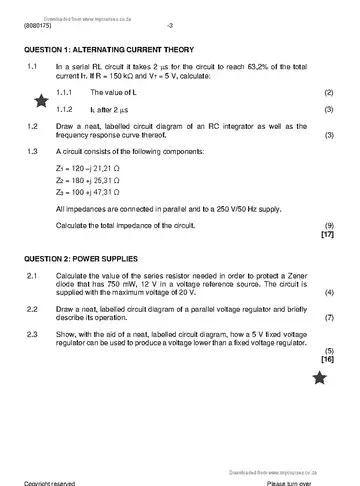 Industrial Electronics N5 November 2022: Electronics question paper, first page of questions